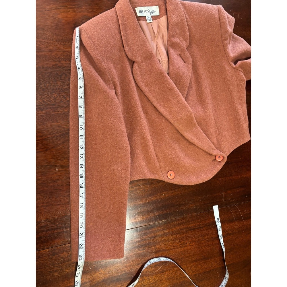 Paul et Duffier‎ Vintage Cropped Blazer M Retro Double Breasted Wool Blend - Picture 6 of 8